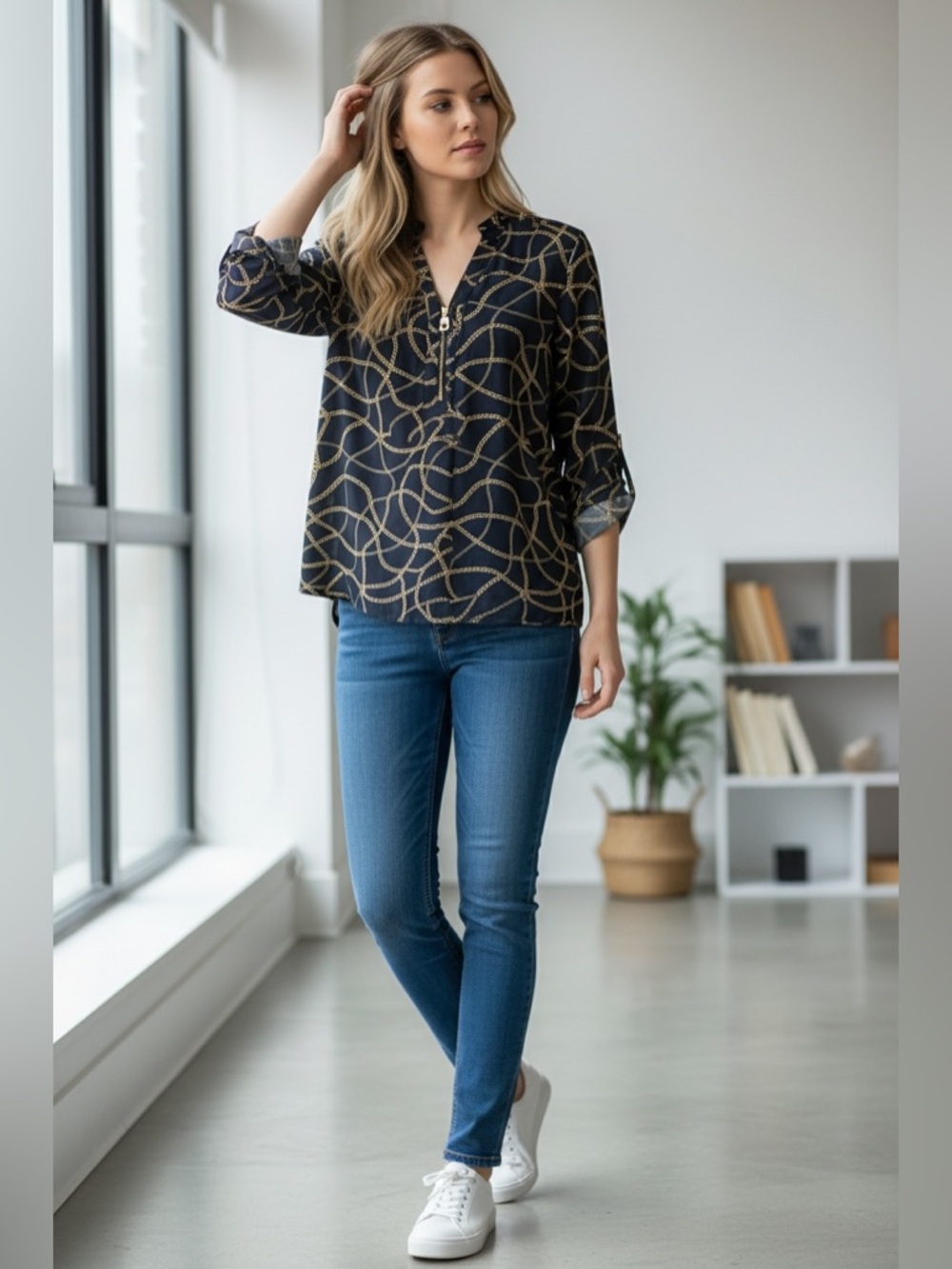 Elegant Chain Print Women's Jacket